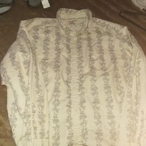 DKNY skull & rose paisely style button down